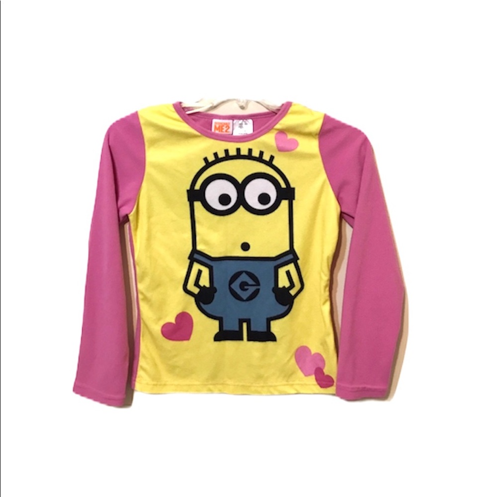 Despicable Me 2 Girls PJ Shirt Size 10/12 Minions Graphic Sleep Tee EUC
